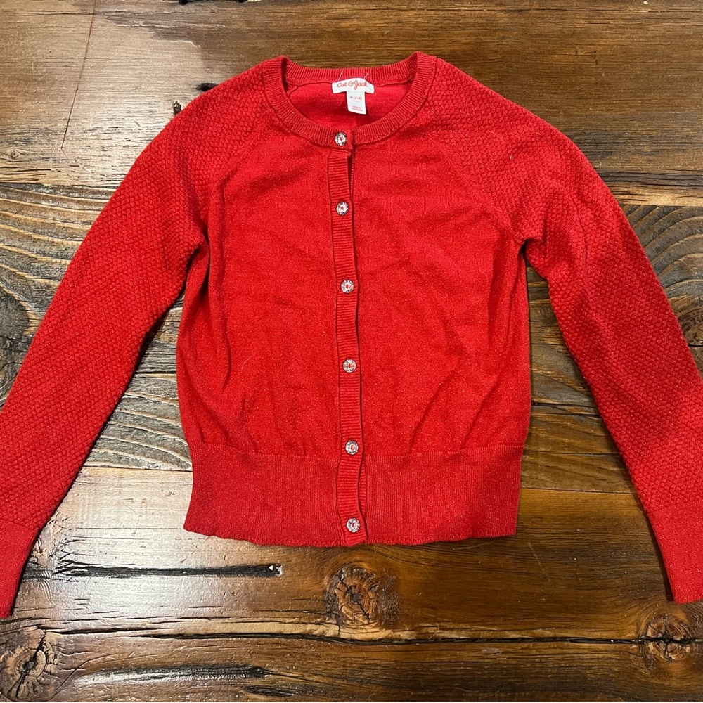Girls Red Cardigan